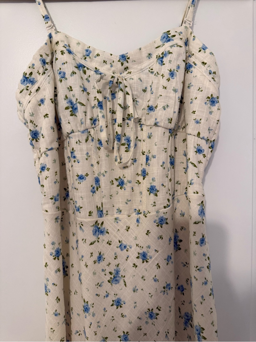 Cream Floral Spaghetti Strap Midi Dress - Picture 2 of 6